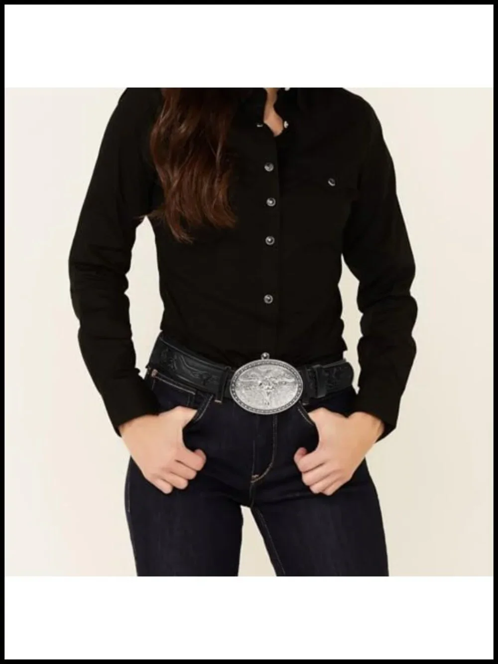 Western Belt for Men Women, Embossed Leather with Bull Buckle
